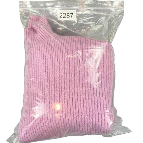 PAPER LONDON Wool Sweater Pink Women's Sz XS Cropped Mock Neck Pullover - Picture 10 of 11